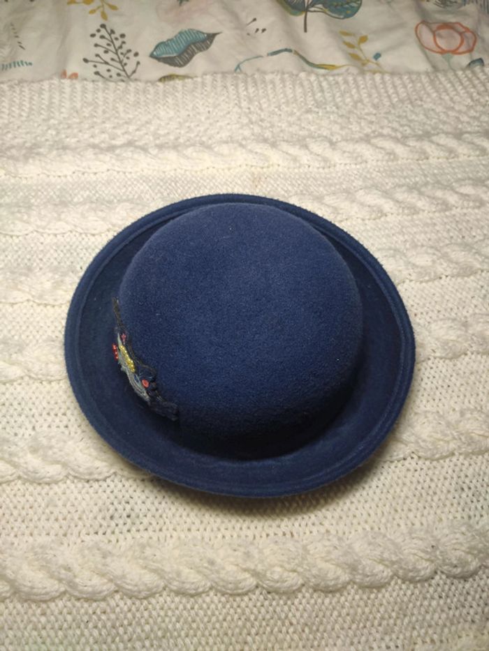 Chapeau melon bleu marine sergent major 4/5 ans - photo numéro 2