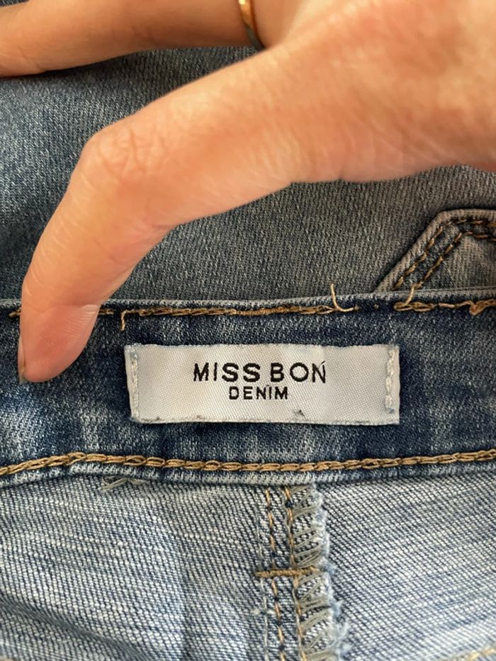 Jean ultra extensible bleu taille haute coupe skinny effet déchiré Miss Bon taille 36 - photo numéro 7
