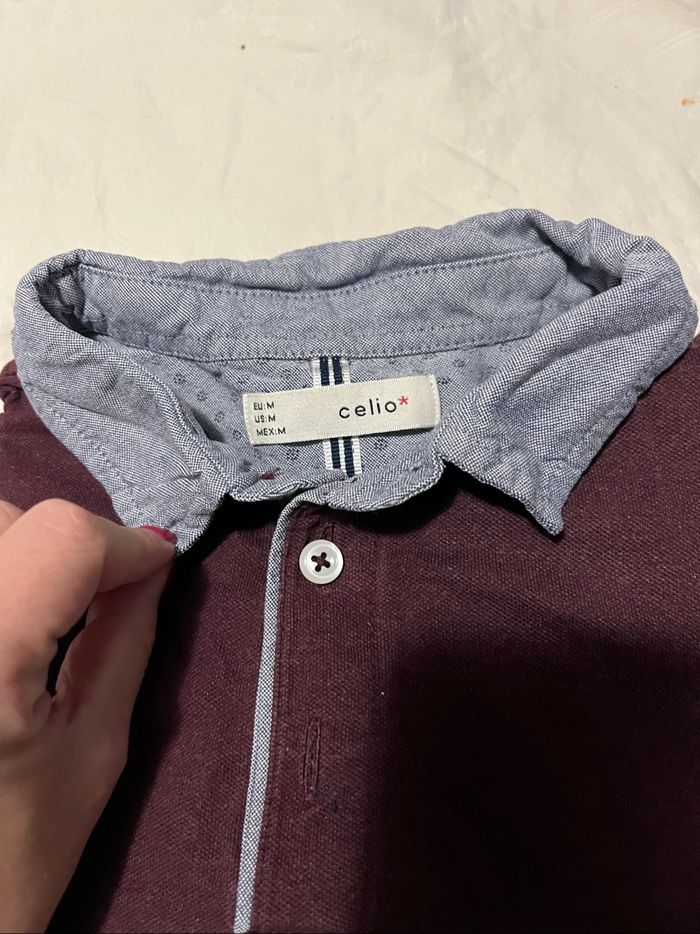 Polo Celio violet aubergine manches longues - photo numéro 5