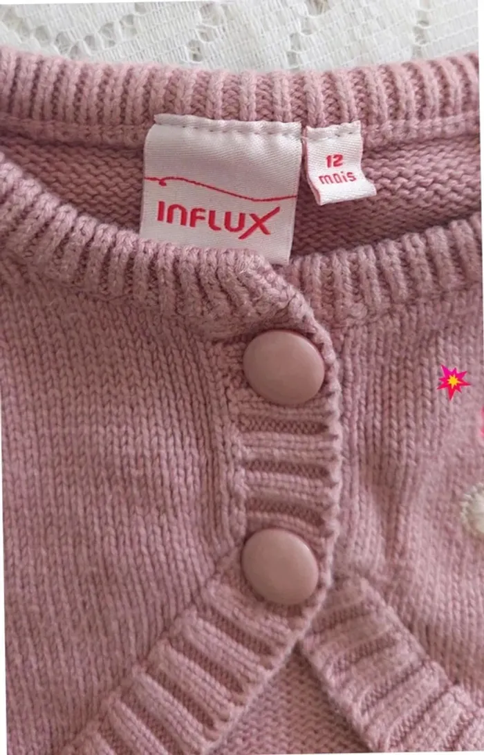 Boléro bébé fille 12 mois mauve tricoté Influx - photo numéro 3