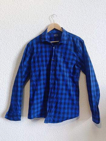 Chemise Homme Bleue à carreaux noirs Jules - Taille M/L

