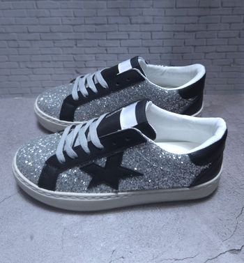 Baskets Femme Paillettes Argentées - Style Étoile Noire - Neuves Taille 38