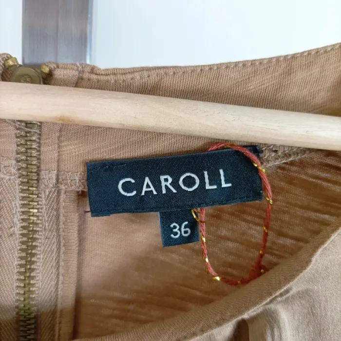 Top satin/100%coton beige - Caroll - Taille 36 - Détails soie A529 - photo numéro 10