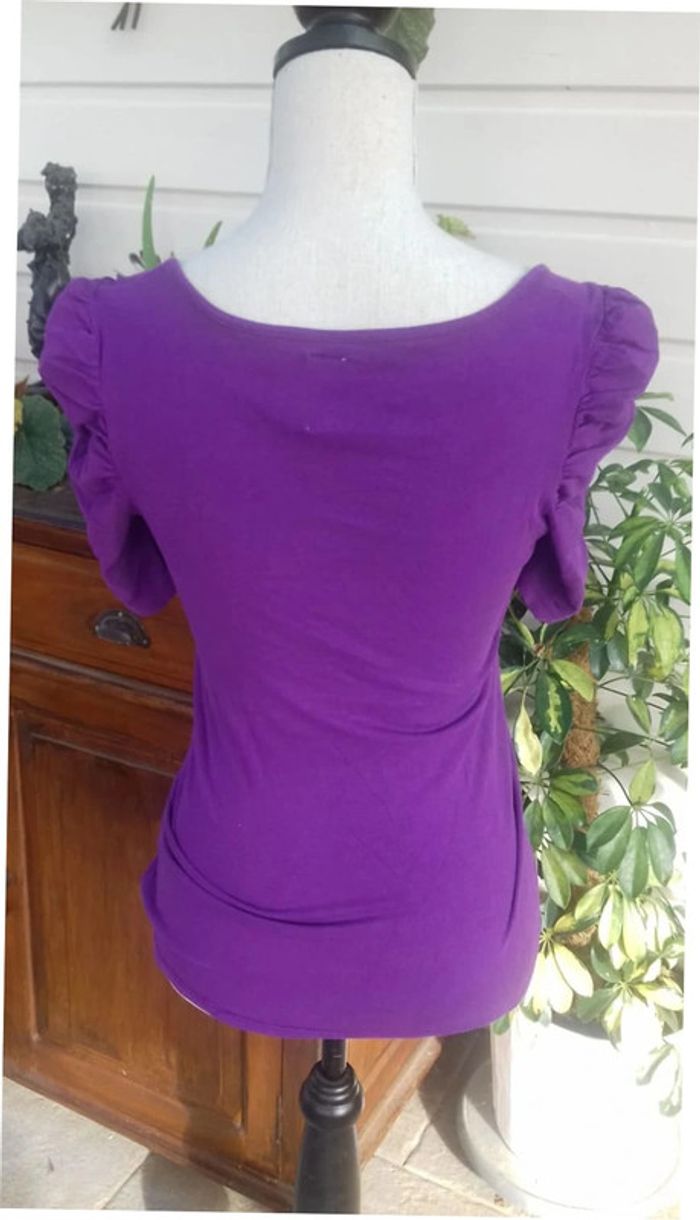 Tee shirt coton violet zara 38 - photo numéro 3