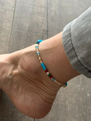 Bracelet de cheville perles et cristal