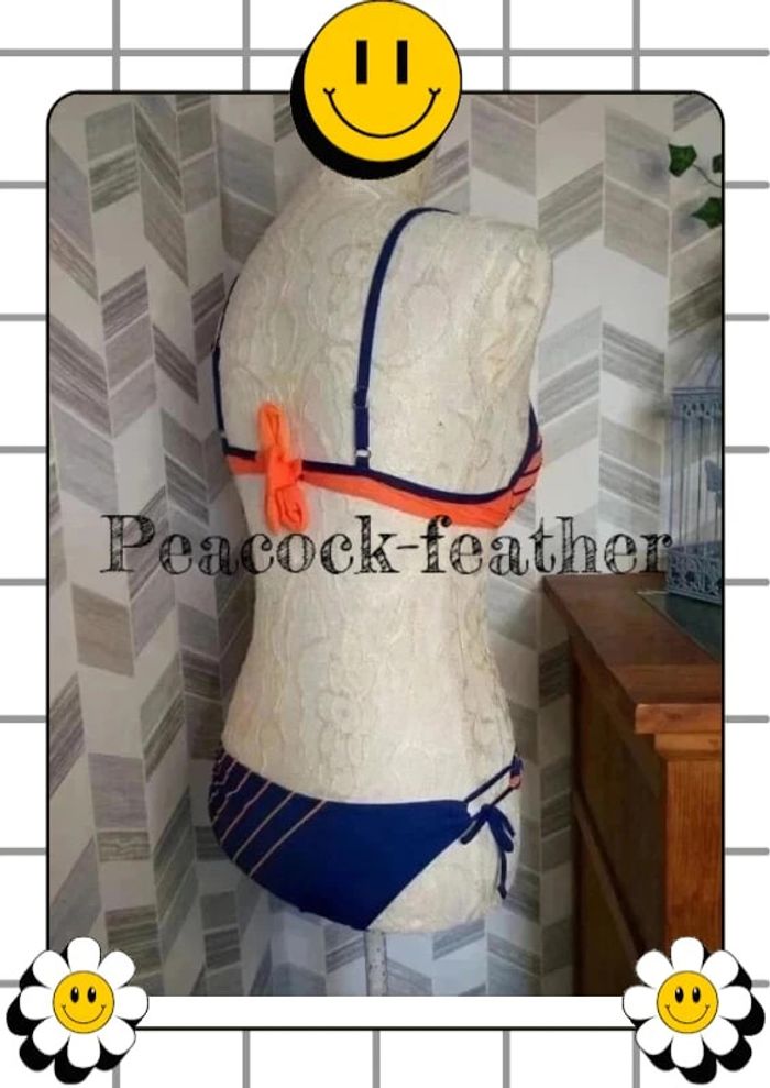 👙maillot de bain orange/bleu 36 push up 👙 - photo numéro 5