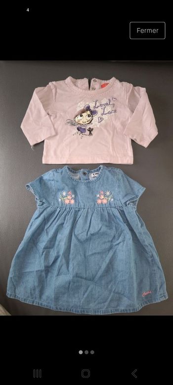 Ensemble robe creeks et tee-shirt manche longue 3 mois