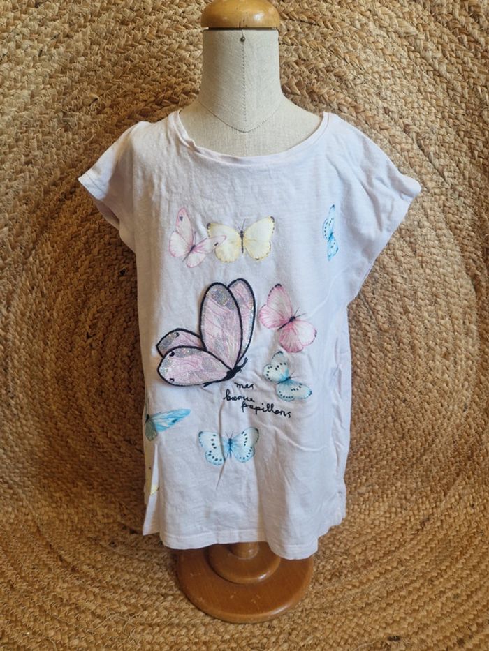 Jolie tee-shirt rose papillon fille h&m 6 ans
