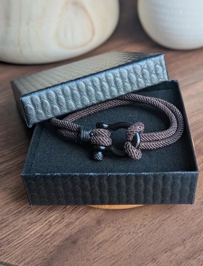 Bracelet marin cordon marron inspiration Fred idée cadeau fête des pères - photo numéro 6