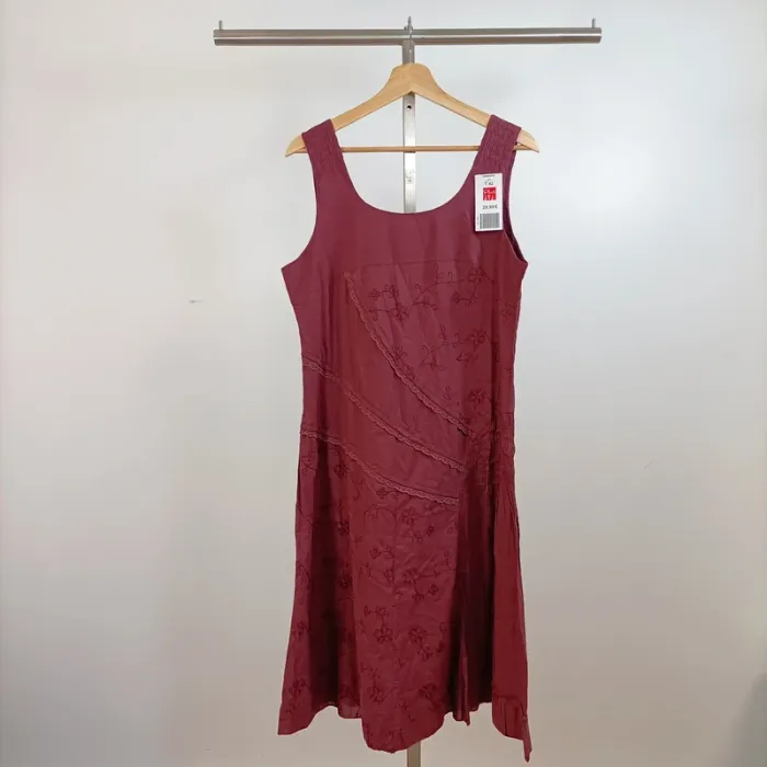 Robe brodée fleurs prune Amarante Plus Taille 42 A826