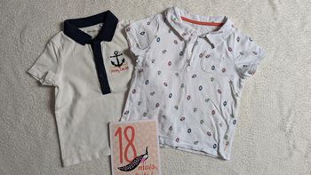 Lot 2 t-shirt polos 18 mois manches courtes