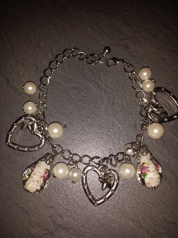Bracelet avec Coeur, Perles, Diamants Camaieu.