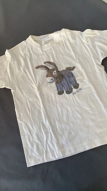 Tee Shirt blanc Âne en culotte Île de Ré 10 ans