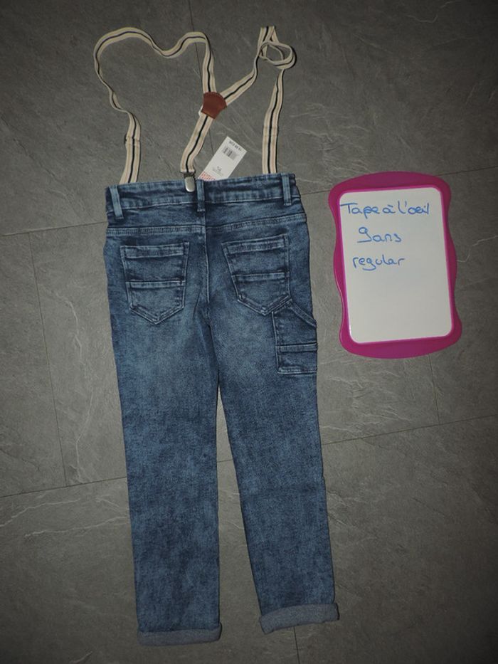 jeans avec bretelle tape à l'oeil taille 9 ans - photo numéro 2
