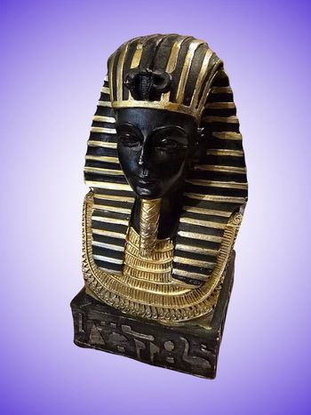 Statuette Décorative Buste Égyptien – Pharaon Toutankhamon – Noir et Doré – Déco Orientale – Bon État
