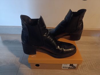 Bottines femmes, 39, noires, croco