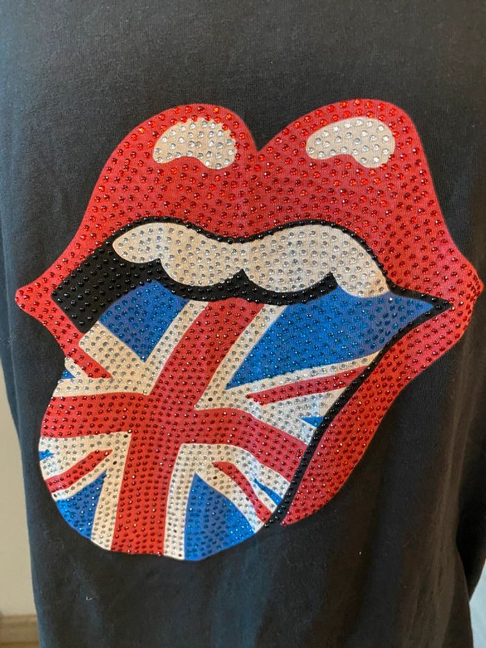 T-shirt The Rolling Stones noir avec strass taille XL - photo numéro 2