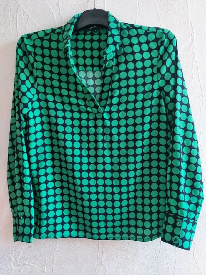 Chemisier à motif géométrique vert Taille M