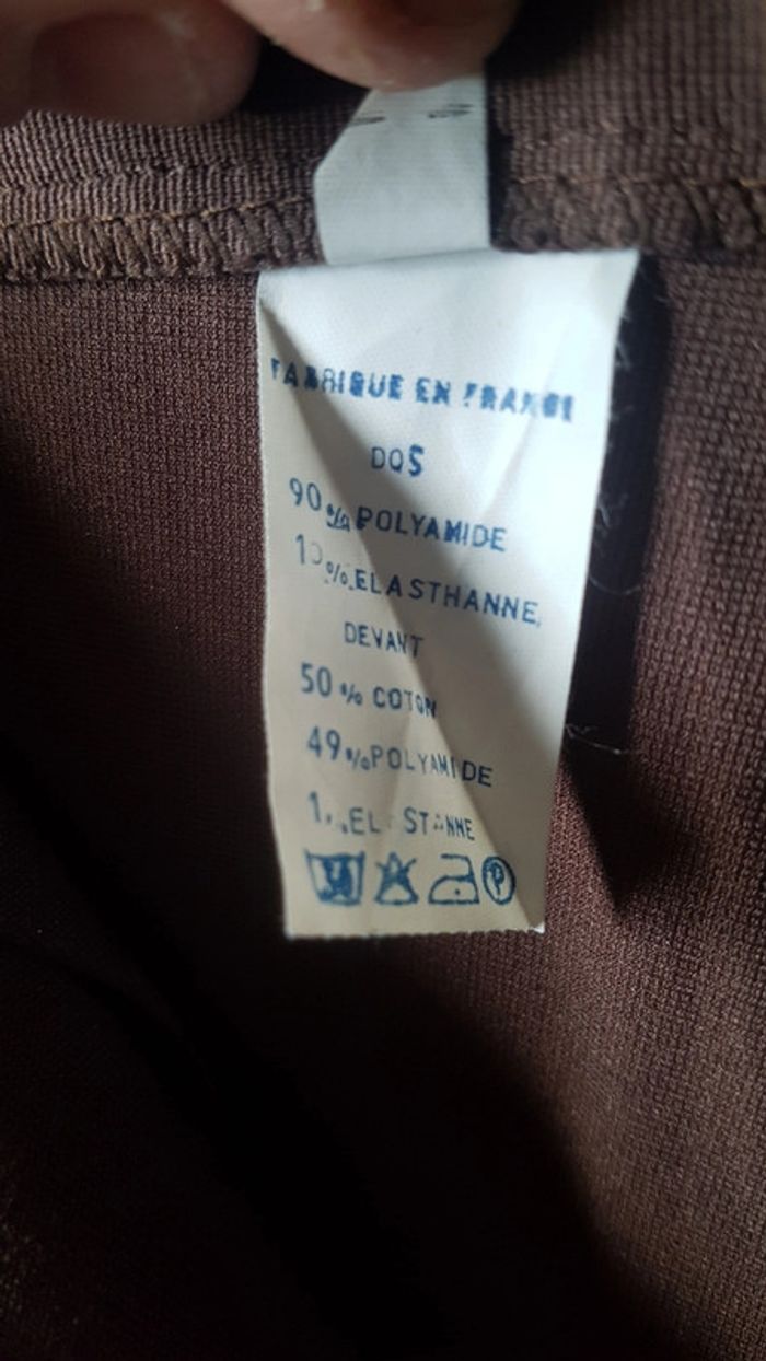 Pantalon marron bi matière - photo numéro 7