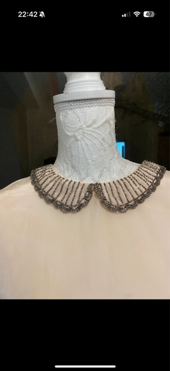 Blouse rose avec col strass T46 - photo numéro 6