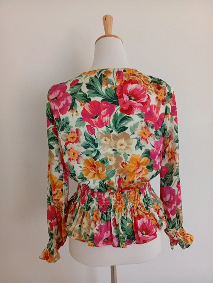 ZARA - blouse fleurie fluide taille M | multicolore, printemps-été - photo numéro 2