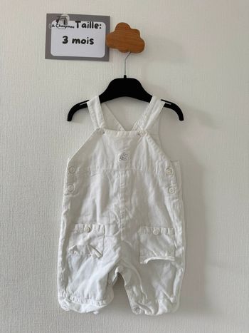 Salopette blanche - taille 3 mois 🌼