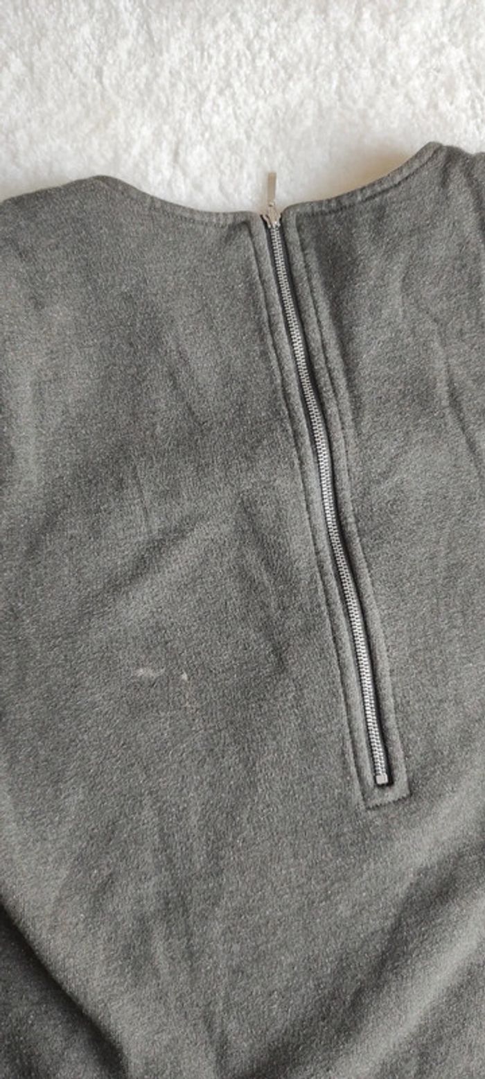Haut top sweat manches 3/4 Sessùn gris kaki avec fil métallisé rose L - photo numéro 10