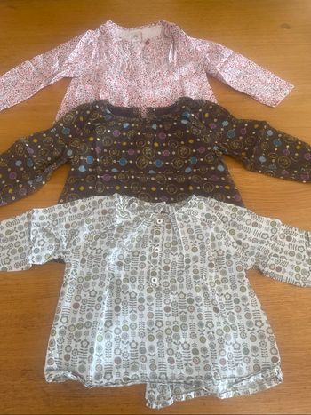 3 blouses manches longues fille 18 mois