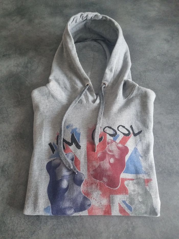 Sweat à capuche original unisexe - Taille L / 40 - Haribo - Gris floqué Haribo - photo numéro 8