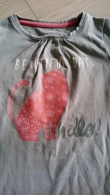 T-shirt chat, manches longues gris. 4 ans.