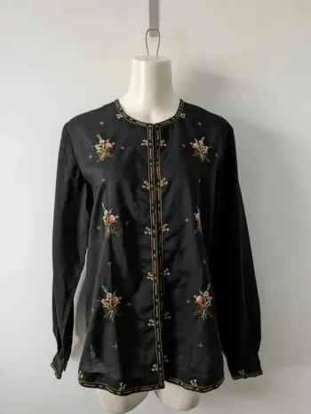 Chemisier brodé vintage - broderie faite main - taille 40/42