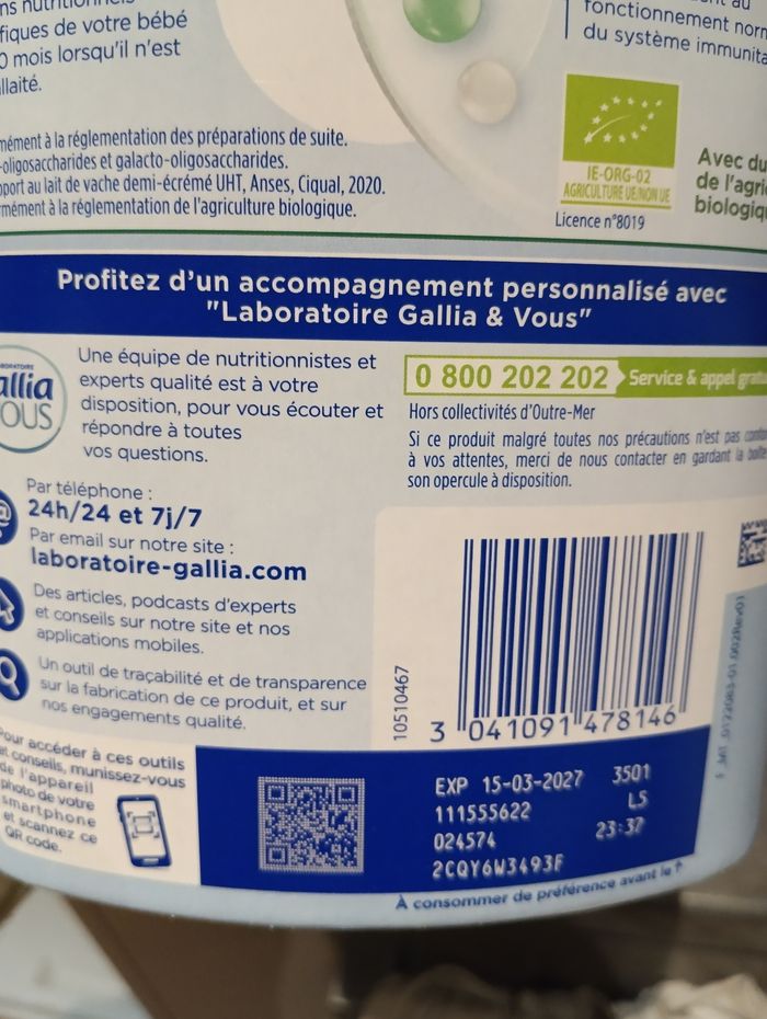 Boîte lait Gallia calisma bio 3 - photo numéro 2