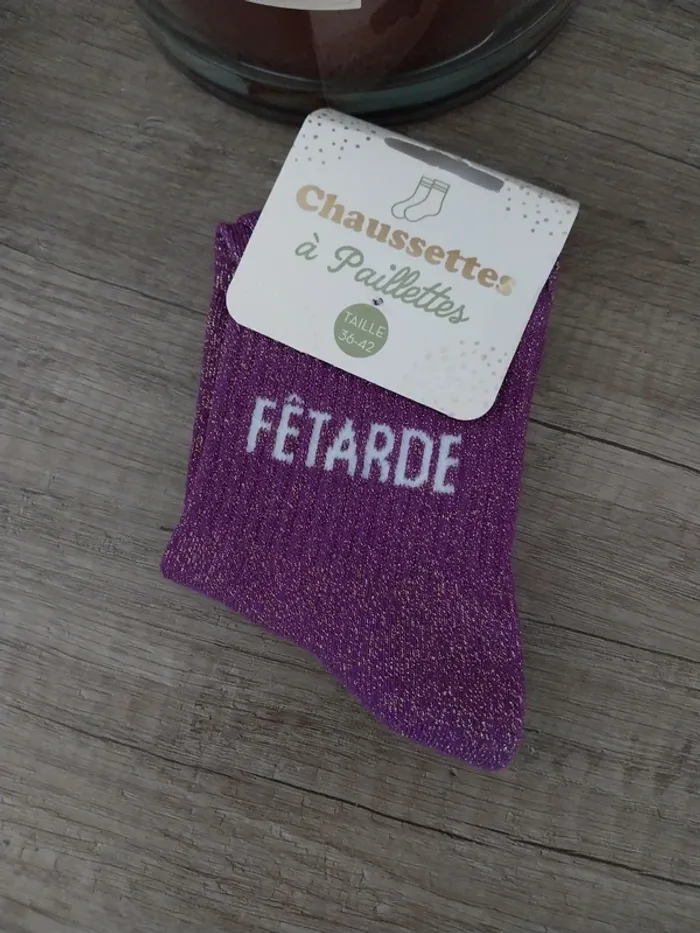 Chaussettes à paillettes Violette Fêtarde