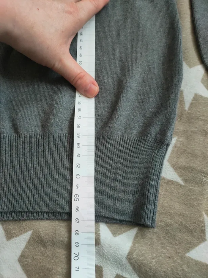 Pull homme col mao gris taille M manches longues uni - photo numéro 6