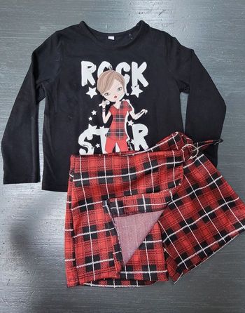 Ensemble jupe shirt et tee shirt rock star fille