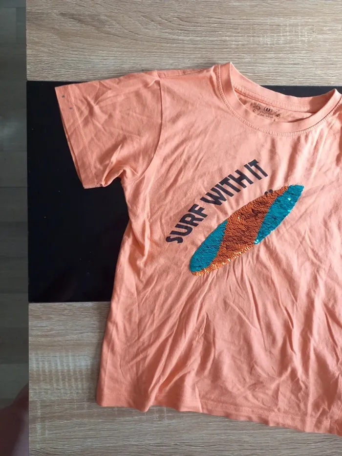 Tee-shirt fille orange 10 ans - photo numéro 7