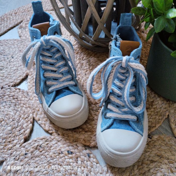👖 Baskets Montantes Fille Pointure 31 – Pataugas 💙 Style Jean & Plateforme – Très Bon État - photo numéro 2