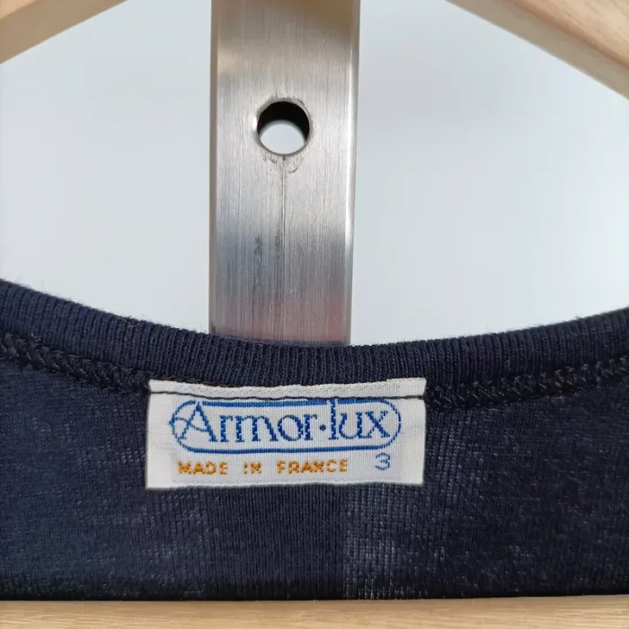 T-shirt noir Armor Lux col V manches courtes made in France coton taille M A1477 - photo numéro 5