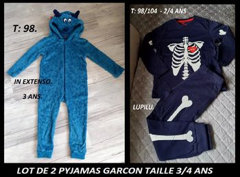 LOT pyjama et combinaison dragon T: 98 - 3 ans