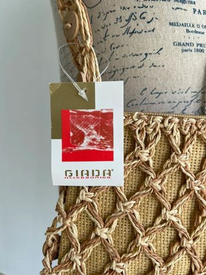 Grand sac raphia (31x38cm) beige - photo numéro 5