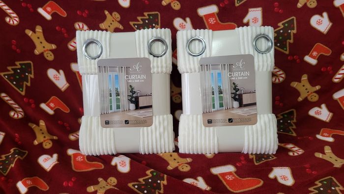 Lot 2 rideaux côtelés à anneaux blancs très doux absolu chic neufs étiquetés