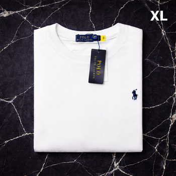 Tee shirt Ralph Lauren pour Homme - Taille XL - Blanc logo brodé noir - Neuf