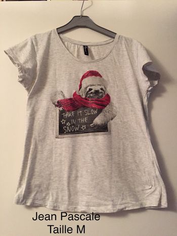 T-shirt gris « take it slow in the snow » Jean Pascale Taille M