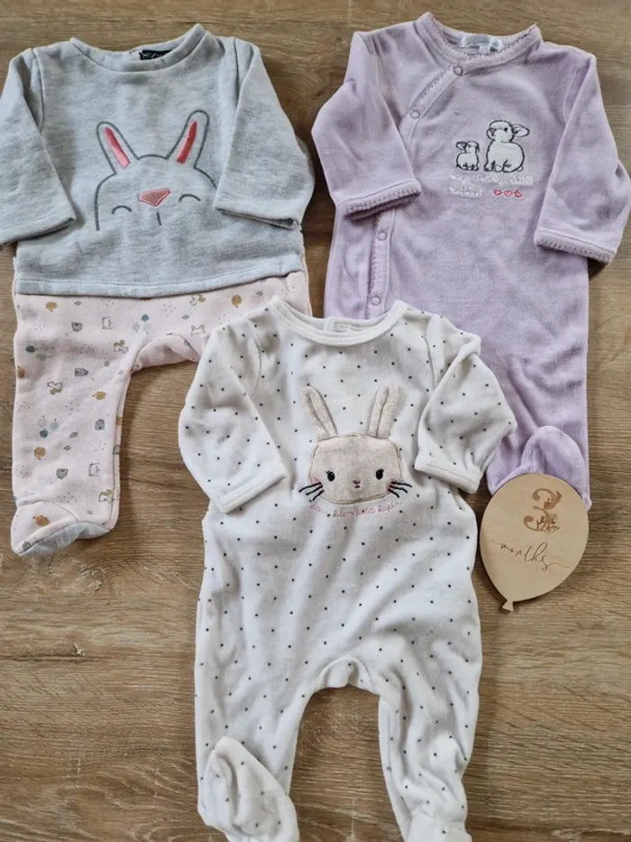 Lot de pyjamas lapin gémo bébé fille 3mois