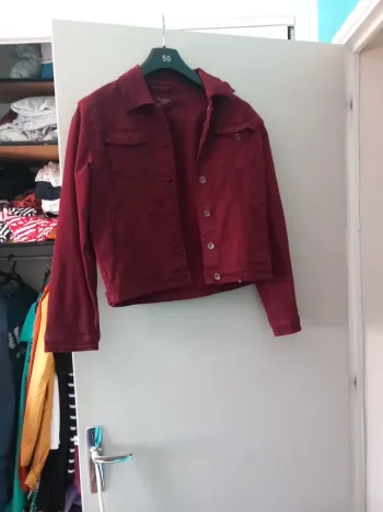 Veste en matière jean bordeaux xl