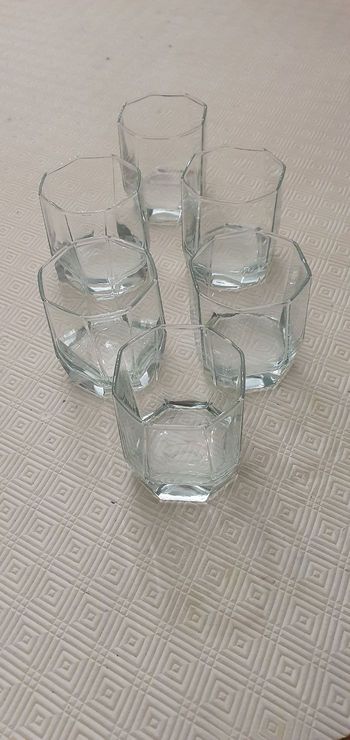 6 verres octogonaux Wisky LUMINARC vintage neuf