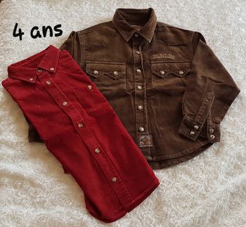 Lot 2 Chemises cotelées chaudes garçon 4 ans