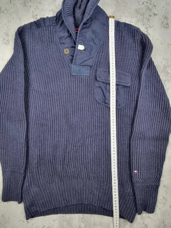 Pull col châle Tommy Hilfiger – Bleu marine – Taille M Hommes (mesures en photos) - photo numéro 10