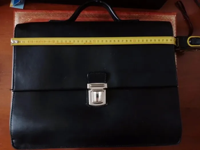Cartable à compartiments en cuir noir - photo numéro 7