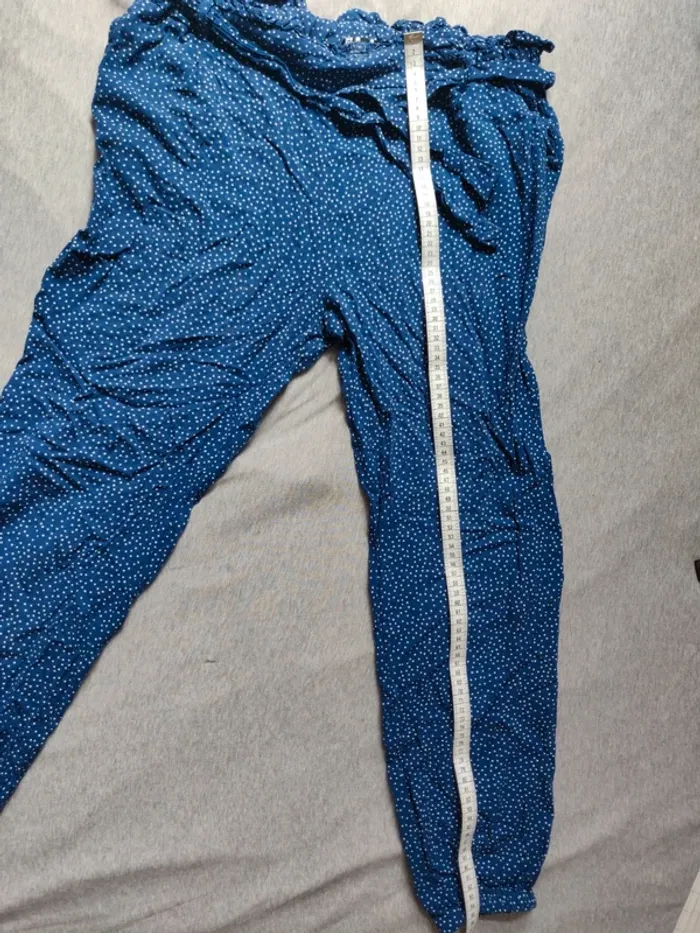 Pantalon léger Tex taille L bleu et blanc - photo numéro 5